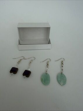 Green and Purple Dangle Earring Set — Lightweight Women’s Earrings